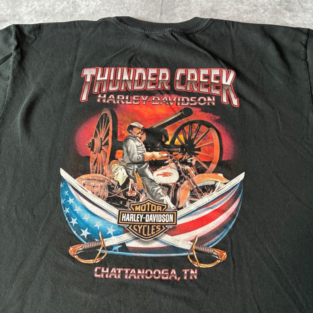 Harley-Davidson Thunder Creek Chattanooga TN Graphic T-Shirt Mens XL Black 2004